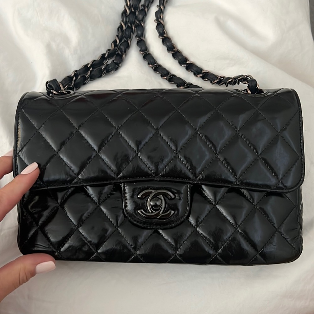 Chanel 1/1 special edition black on black medium flap bag